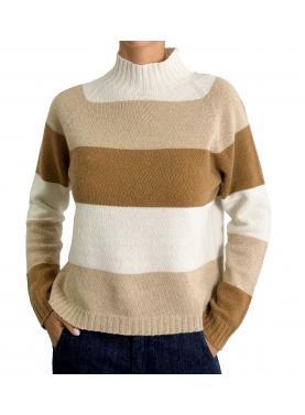 Maglione a righe collo alto